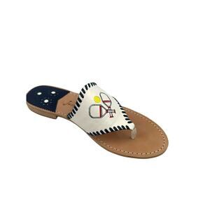 Jack Rogers "Pickleball" Whipstitch Embroidered Thong Sandals Size 11 M NWOB